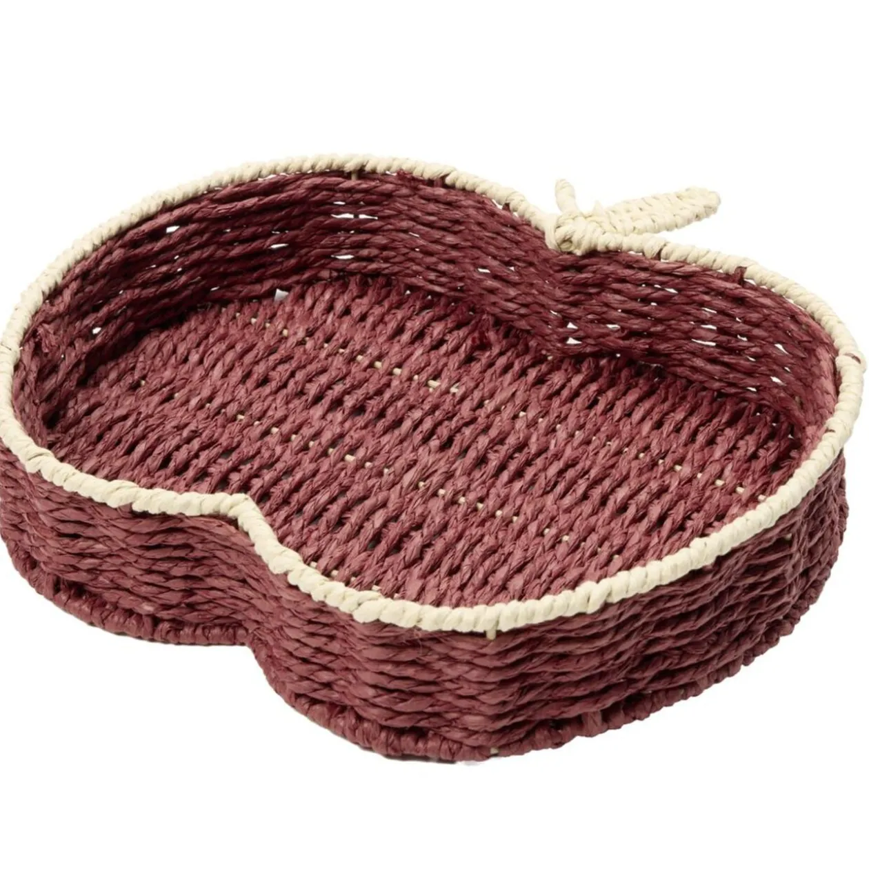 Panière en osier forme pomme rouge 28x29cm