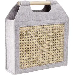 Panière feutrine et bambou grise Petit modèle 37x10,5xH33,5cm < Gifi Online