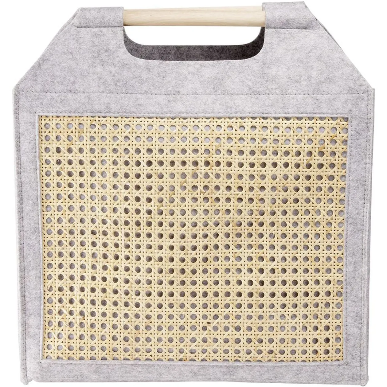 Panière feutrine et bambou grise Grand modèle 47x17xH42cm