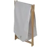 Panière à linge 70L pliante bambou et tissu beige 45x38,5xH64cm