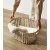 Panière à linge 41L 58xH28x43cm jonc de mer beige et blanc < Gifi Hot