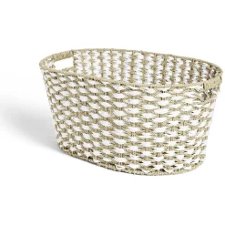 Panière à linge 41L 58xH28x43cm jonc de mer beige et blanc < Gifi Hot