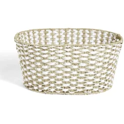 Panière à linge 41L 58xH28x43cm jonc de mer beige et blanc < Gifi Hot