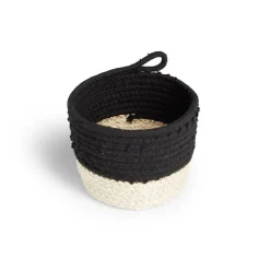 Panière naturelle jacinthe d'eau coton beige et noir Ø18xH16cm < Gifi Clearance