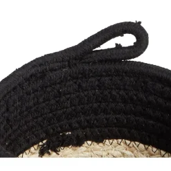 Panière naturelle jacinthe d'eau coton beige et noir Ø15xH12cm < Gifi Sale