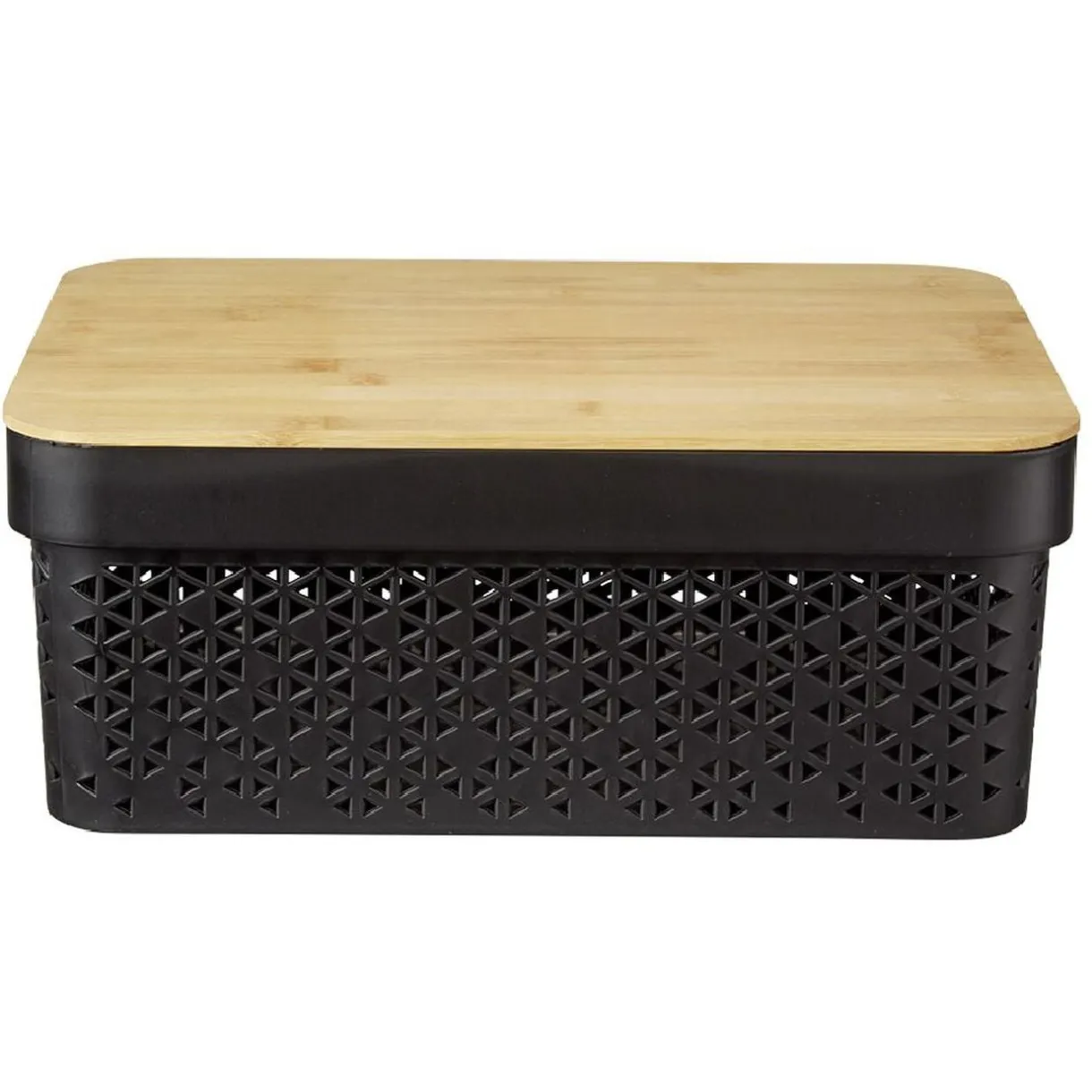 Panière noire avec couvercle bambou naturel H12 cm < Gifi Clearance