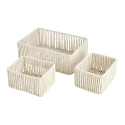 Panière pliante x3 cordage laine bouclée beige 1x 32x11xH22cm et 2x 18x9,5xH14cm < Gifi Clearance