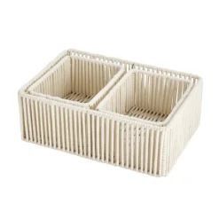 Panière pliante x3 cordage laine bouclée beige 1x 32x11xH22cm et 2x 18x9,5xH14cm < Gifi Clearance