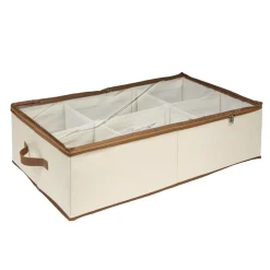 Panière rangement dessous de lit 63L à roulettes beige et marron 70x43xH21,5cm < Gifi Outlet