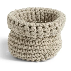 Panière rangement salle de bain ronde effet bouclette marron Ø10xH13cm < Gifi