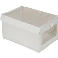 Panière rangement vêtement avec couvercle et fenêtre beige 35,5x26xH21,5cm < Gifi Sale