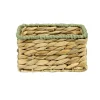 Panière rectangulaire jacinthe tressée naturel avec bord vert 19x14xH10cm < Gifi Sale