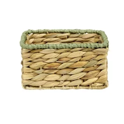 Panière rectangulaire jacinthe tressée naturel avec bord vert 19x14xH10cm < Gifi Sale