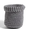 Panière ronde boucle effet tressé gris 13x11xH11cm < Gifi