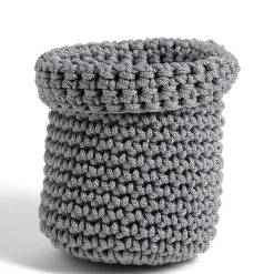 Panière ronde boucle effet tressé gris 13x11xH11cm < Gifi