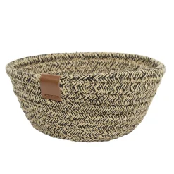 Panière ronde coton tressé marron Ø16xH7cm