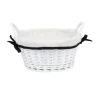 Panière ronde en bois tressé doublure tissu blanc noeud noir Ø25xH12cm < Gifi Outlet