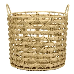 Panière ronde papier tressé et métal Ø30xH30cm