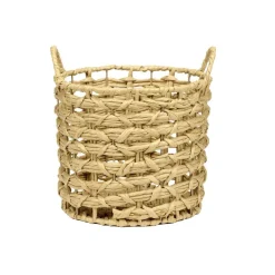 Panière ronde papier tressé et métal Ø25xH25cm < Gifi