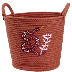 Panière tressée en coton motif animaux Ø30xH35cm (2 modèles)