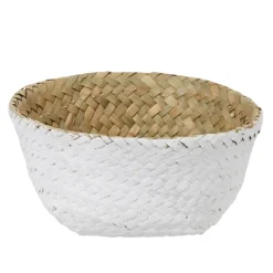 Panière tressée jonc de mer bicolore blanc naturel < Gifi Best