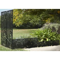 Panneau décoratif design feuillage métal ajouré noir 50xH130cm