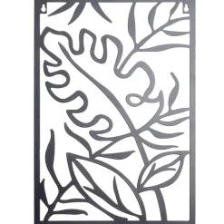Panneau décoratif mural en métal noir motif feuillage 28xH40cm