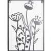 Panneau décoratif mural en métal noir motif floral 28xH40cm