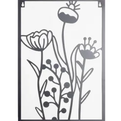 Panneau décoratif mural en métal noir motif floral 28xH40cm