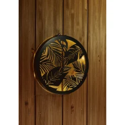 Panneau décoratif solaire 25LED rond en fer noir Ø40cm