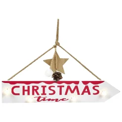 Panneau directionnel lumineux de Noël à suspendre L39,5cm blanc chaud