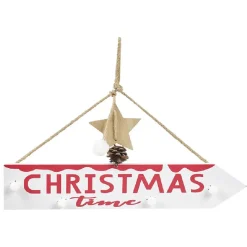 Panneau directionnel lumineux de Noël à suspendre L39,5cm blanc chaud