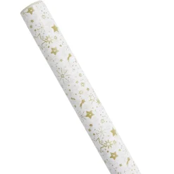 Papier cadeau Noël rouleau x3 avec 20 étiquettes autocollantes dorées