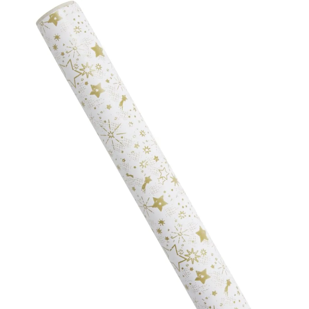 Papier cadeau Noël rouleau x3 avec 20 étiquettes autocollantes dorées