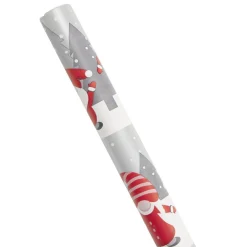 Papier cadeau Noël rouleau x3 avec 20 étiquettes autocollantes traditionnel