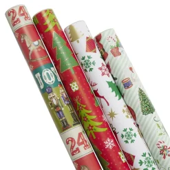 Papier cadeau Noël x4 rouleau 2m (2 modèles)