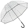 Parapluie canne automatique transparent et pois noir L87cm < Gifi Hot