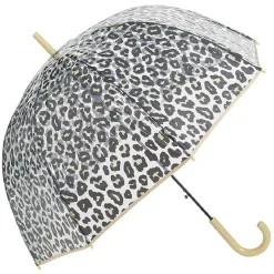 Parapluie canne transparent imprimé léopard