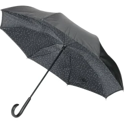 Parapluie inversé noir à motifs blancs