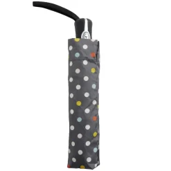 Parapluie pliable automatique uni gris et pois couleur L24cm