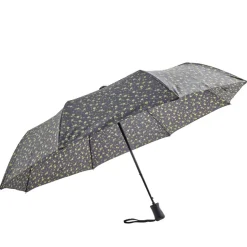 Parapluie pliable automatique uni noir et fleur jaune L24cm