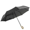 Parapluie pliable manuel uni noir et manche bois L24cm < Gifi New