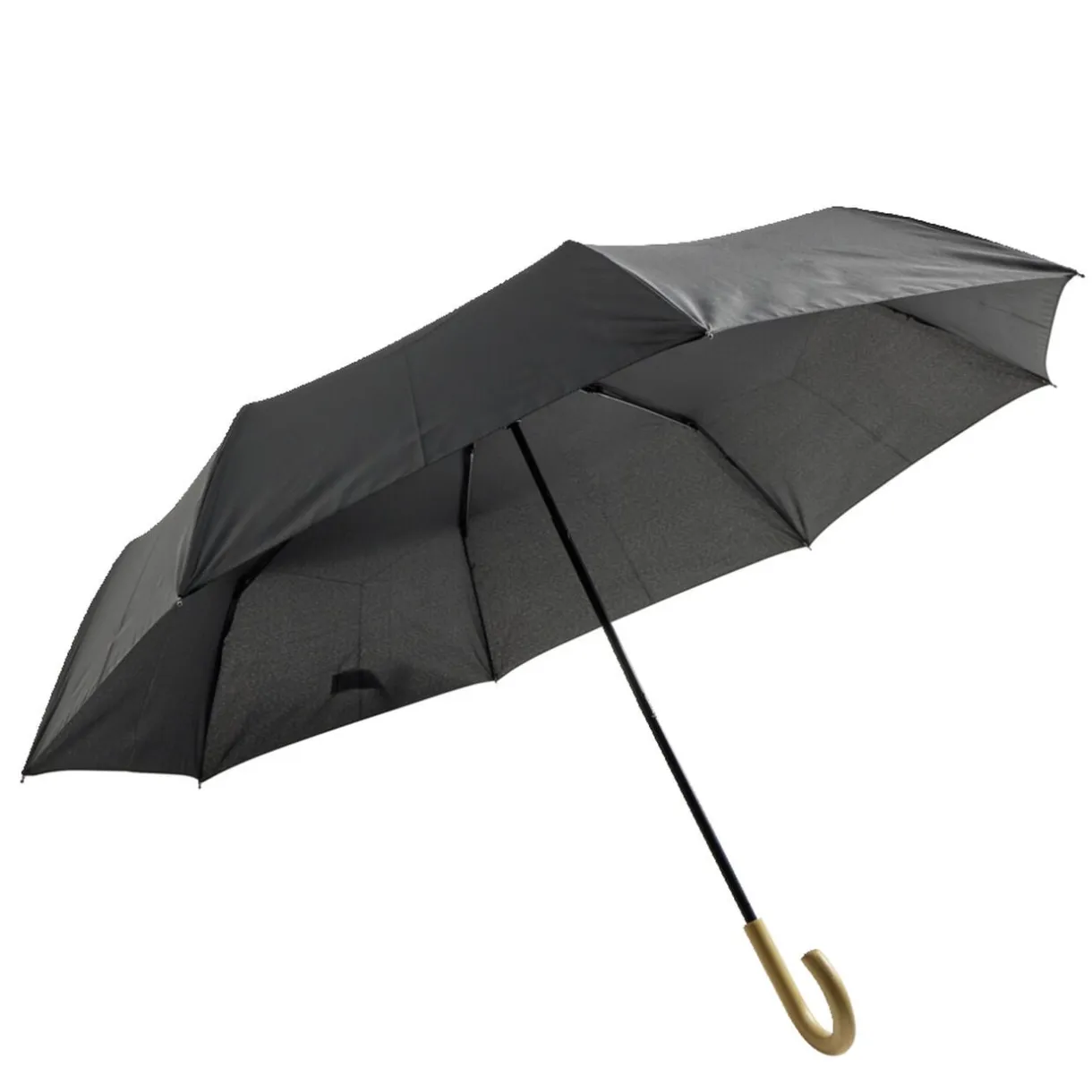 Parapluie pliable manuel uni noir et manche bois L24cm < Gifi New