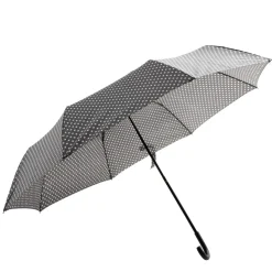 Parapluie pliable manuel uni gris et pois blanc L24cm