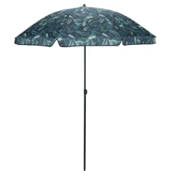 Parasol centré Sun motif feuillage exotique vert Ø160xH195cm < Gifi Online