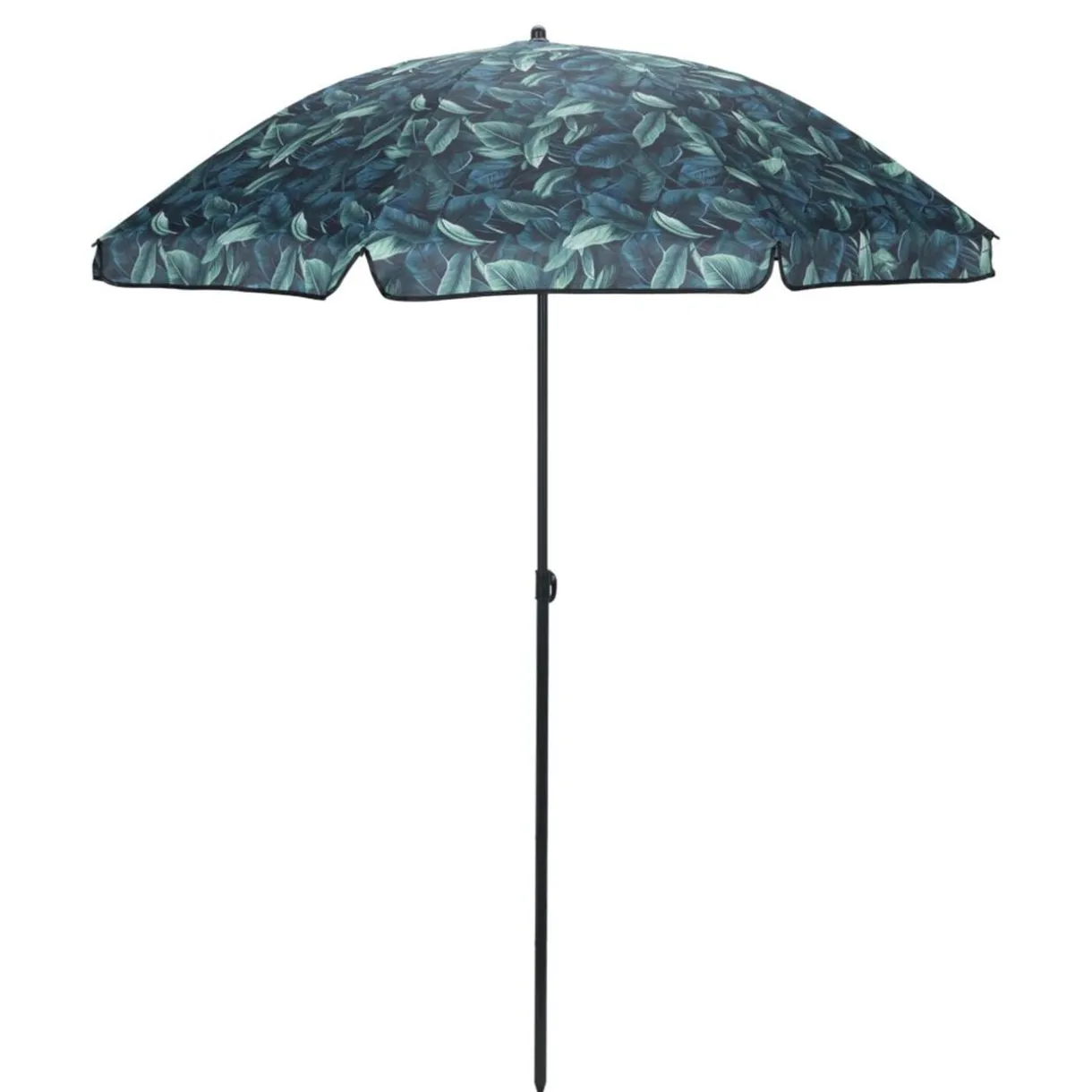 Parasol centré Sun motif feuillage exotique vert Ø160xH195cm < Gifi Online