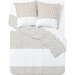 Parure de lit en coton motif fleur taupe 220x240 cm < Gifi Outlet