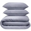 Parure de lit L240X220 cm gaze de coton 1 housse 2 taies 63X63 cm uni bleu < Gifi New