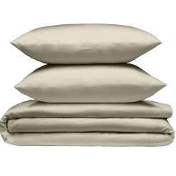 Parure de lit 2 personnes 240x220cm avec 2 taies polyester uni taupe