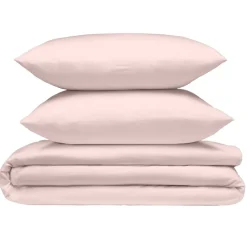Parure de lit 2 personnes 240x220cm avec 2 taies polyester uni rose < Gifi
